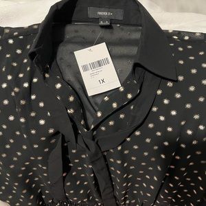 ⭐️🤩Gold🌟Polka Dot Tie Blouse